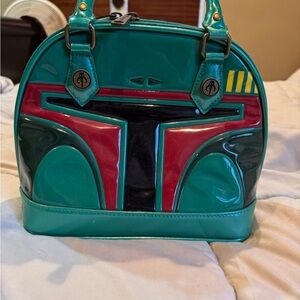 Star Wars the Mandelorian Loungefly Green and Red Satchel